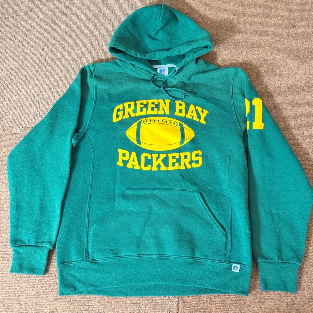 Vtg y2k Russell Athletic Green Bay Packers Hoodie Mens Medium Green Deadstock 21